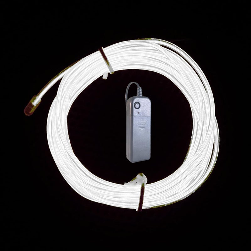 TiTiToo White 5m El Wire, Portable Battery Pack Neon Wire Cuttable Glowing Neon Lights for DIY Decoration - Image 1